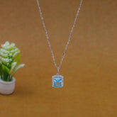 Aquamarine Blue Premium Zirconia Silver Chain